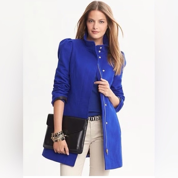 Banana Republic Jackets & Blazers - NWOT Banana Republic Cobalt Blue Wool Structured Walking City Coat Size Small